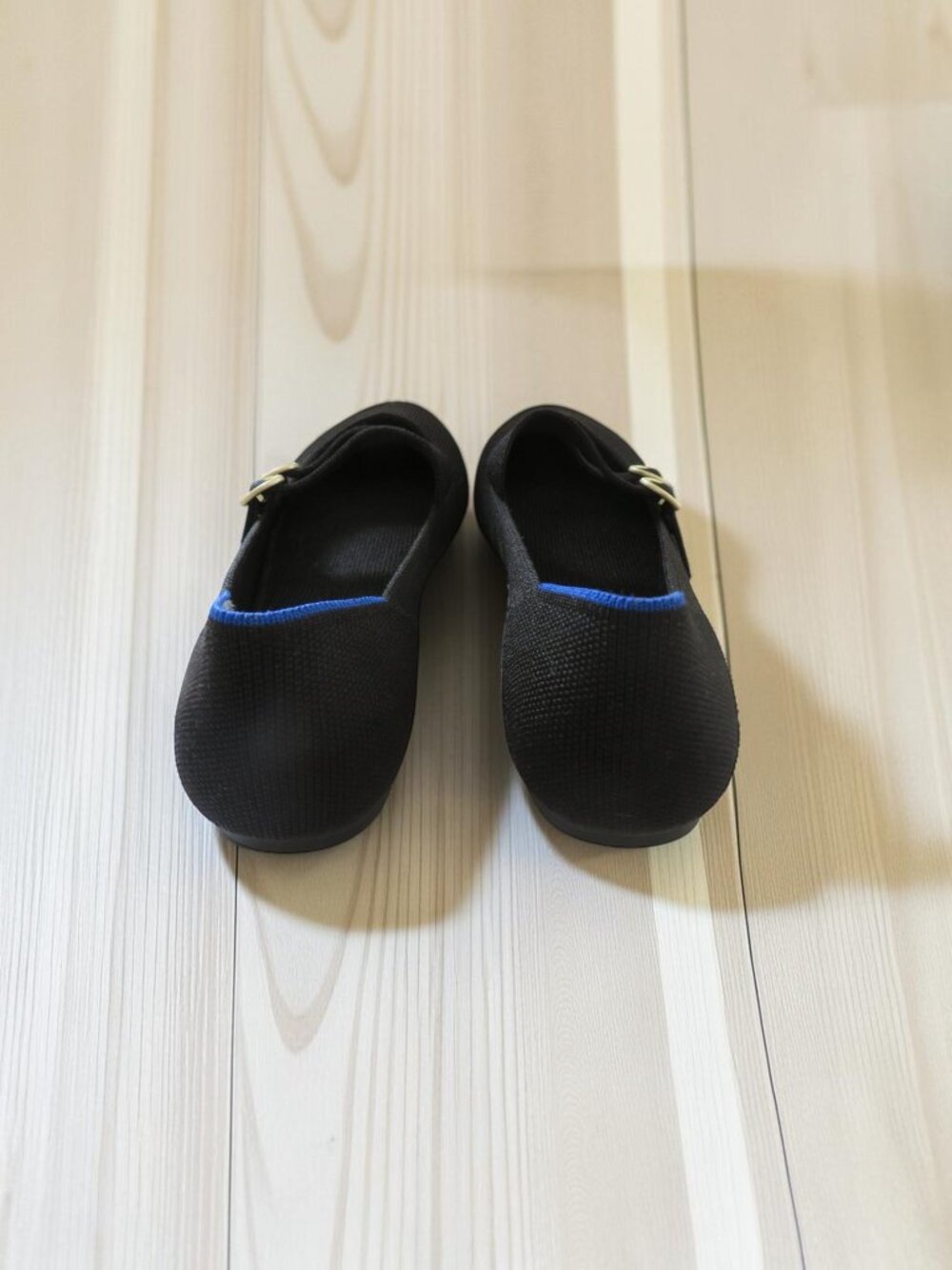 Rothy's "The Double Buckle Mary Jane" Black w/Blue Trim, Size 8 - NWOT - Picture 2 of 10